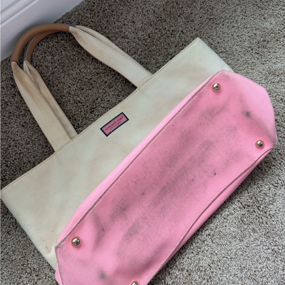 Vineyard Vines Cream and Pink Tote - Picture 5 of 5